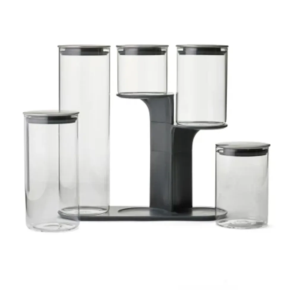 Joseph Joseph  Podium Steel - Glass  Storage Set With Ss Lids 5-pc. Canister