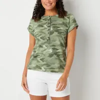 a.n.a Womens Henley Neck Short Sleeve Shirt