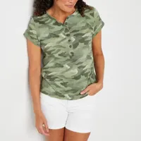 a.n.a Womens Henley Neck Short Sleeve Shirt