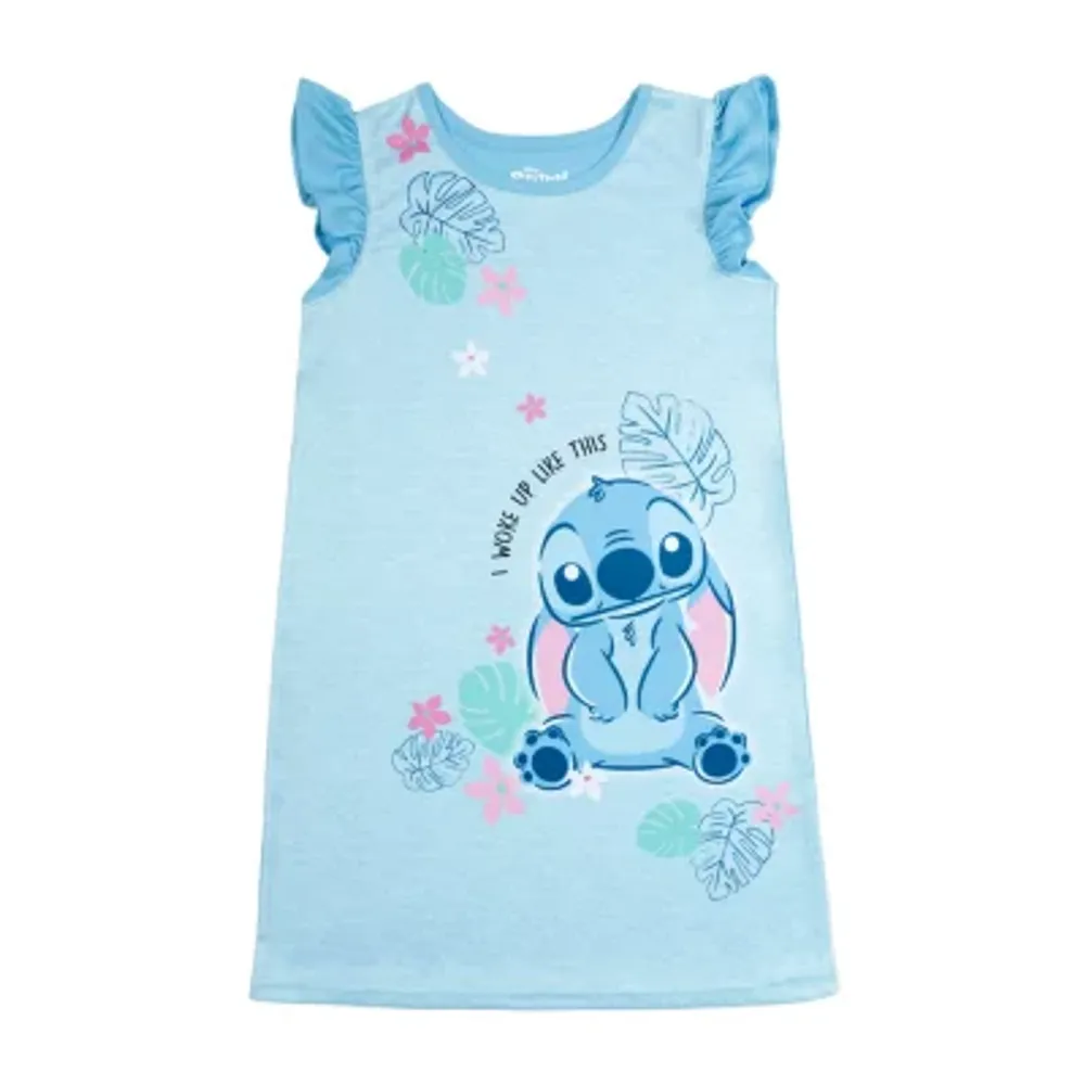 Disney Collection Little & Big Girls Stitch Crew Neck Short Sleeve Nightgown