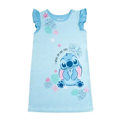 Disney Collection Little & Big Girls Stitch Crew Neck Short Sleeve Nightgown