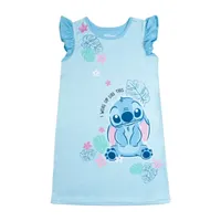 Disney Collection Little & Big Girls Stitch Crew Neck Short Sleeve Nightgown