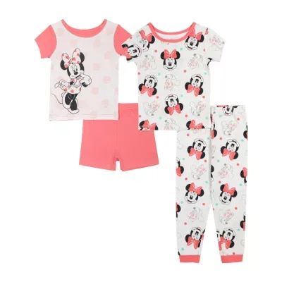 Disney Collection Toddler Girls 4-pc. Mickey and Friends Minnie Mouse Pajama Set
