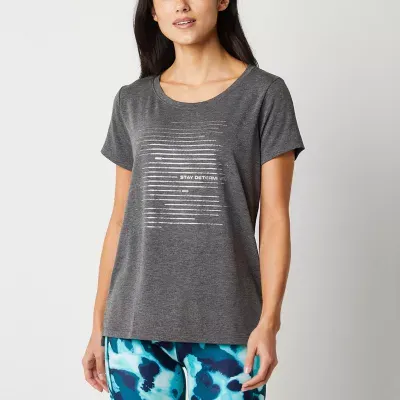 Xersion Womens Round Neck Short Sleeve Graphic T-Shirt