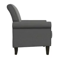 Jean Traditional Rolled Arm Accent Chair with Pewter Nailheads in Linen