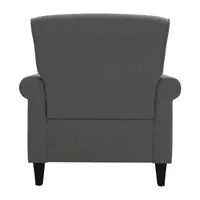 Jean Traditional Rolled Arm Accent Chair with Pewter Nailheads in Linen