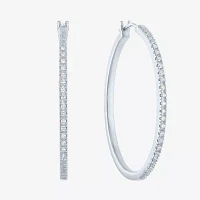 (G-H/ I1-I2) 1/4 CT. T.W. Lab Grown White Diamond Sterling Silver 40mm Hoop Earrings