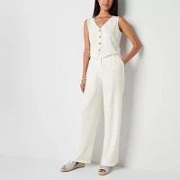 by&by-Juniors Wide Leg Pleated Pant