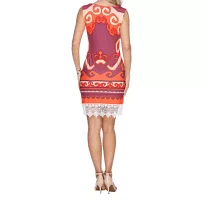 White Mark Womens Fleur Sleeveless Sheath Dress