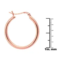 Silver Reflections 24K Rose Gold Over Brass Round Hoop Earrings