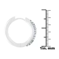 Sparkle Allure Crystal Pure Silver Over Brass Round Hoop Earrings