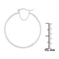 Sparkle Allure Pure Silver Over Brass Crystal Hoop Earrings