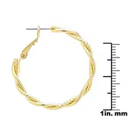 Silver Reflections 24K Gold Over Brass Round Hoop Earrings
