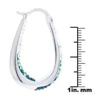 Sparkle Allure Crystal Pure Silver Over Brass Hoop Earrings