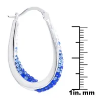 Sparkle Allure Womens Blue Crystal 32mm Hoop Earrings