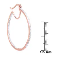 Sparkle Allure Crystal 14k Rose Gold Over Brass Hoop Earrings