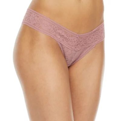 Ambrielle Everyday Thong with Lace Trim Panty