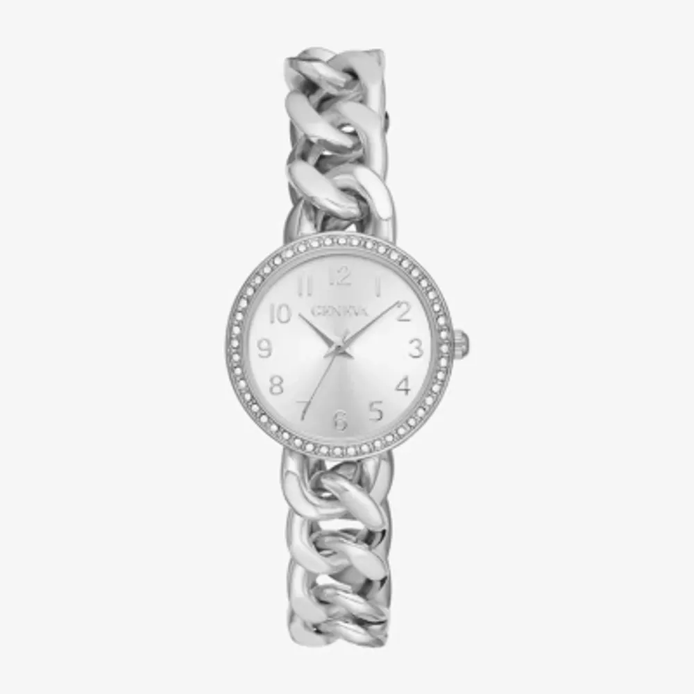 Geneva Womens Crystal Accent Silver Tone Bracelet Watch Fmdjm261
