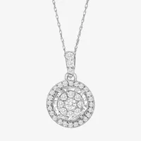 Tru Miracle Womens 1/4 CT. T.W. Natural White Diamond 10K Gold Round Pendant Necklace