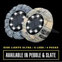 Bell + Howell Solar Powered Outdoor Disk Lights with 8 LED - Pack