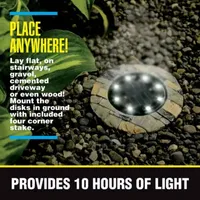 Bell + Howell Solar Powered Outdoor Disk Lights with 8 LED - Pack