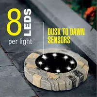 Bell + Howell Solar Powered Outdoor Disk Lights with 8 LED - Pack