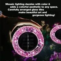 Bell + Howell Solar Powered Mosaic Disk Light with Auto On/Off Lighting and Weatherproof