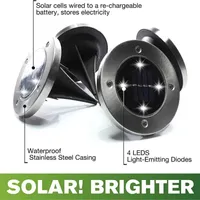 Bell + Howell Solar Powered Outdoor Disk Lights with Auto On/Off Lighting and Weatherproof Rust-Free - 4 Pack