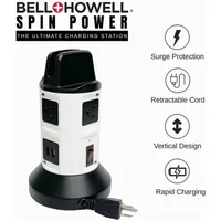 Bell+Howell Spin Power Charging Station with Surge Protector and Power Strip