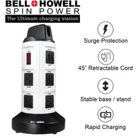 Bell + Howell Spin Power Pro Charging Station with Surge Protector and Power Strip - 8 Outlets and 6 USB Ports