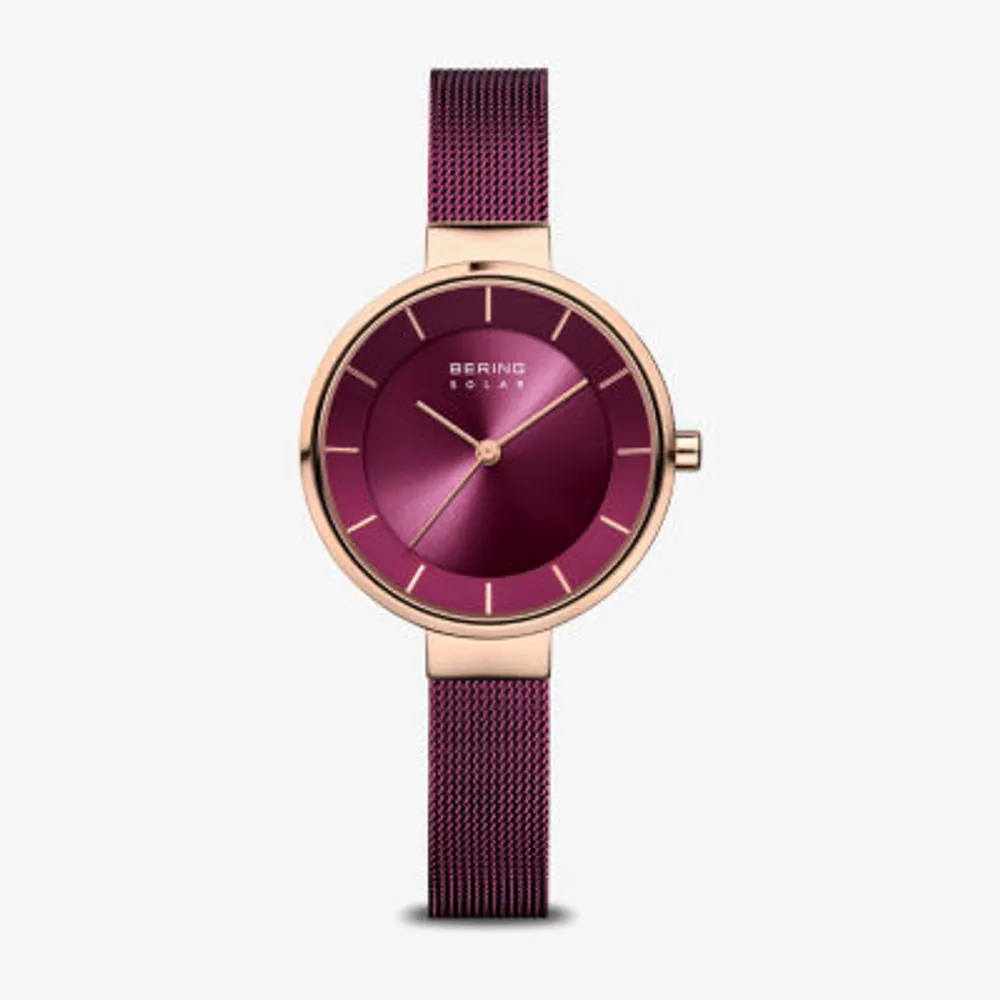 Bering Womens Purple Stainless Steel Bracelet Watch 14631-969
