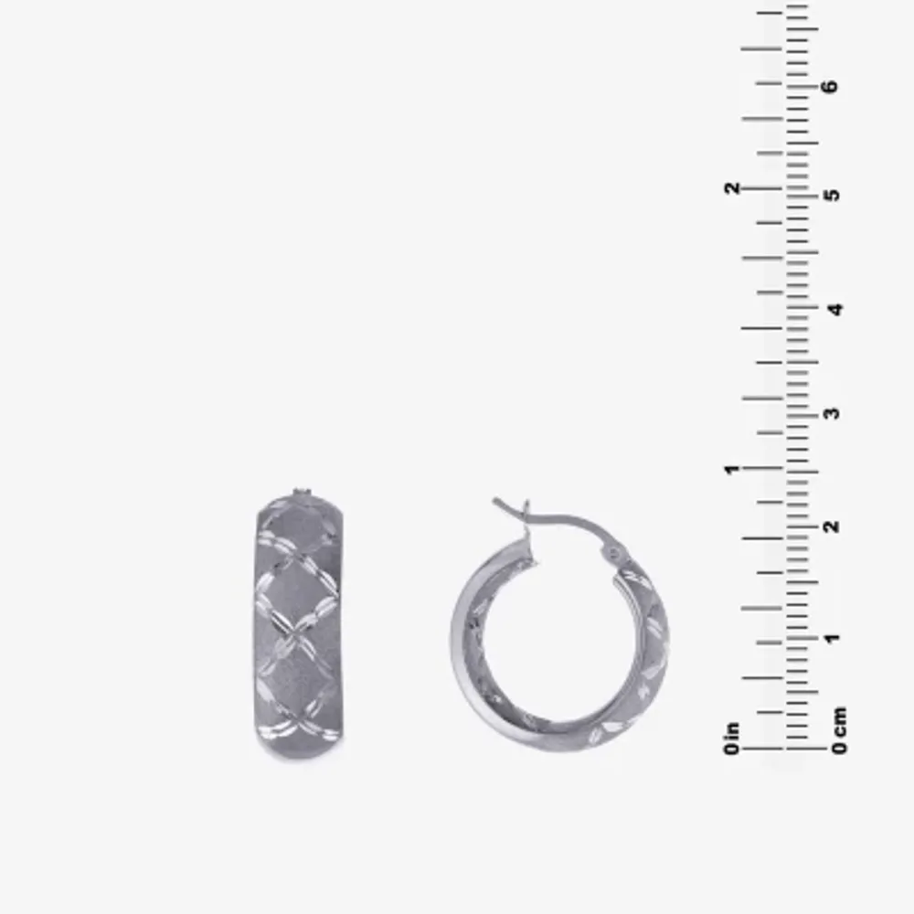 Diamond Cut Sterling Silver 20mm Hoop Earrings