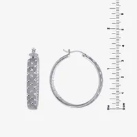 Diamond Cut Sterling Silver 35.3mm Hoop Earrings