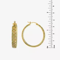 Diamond Cut 14K Two Tone Gold Over Silver 35.3mm Hoop Earrings