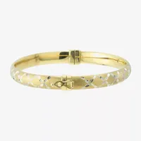 Diamond Cut 14K Two Tone Gold Over Silver Bangle Bracelet