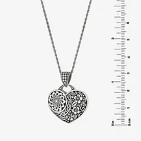 Womens Sterling Silver Heart Pendant Necklace