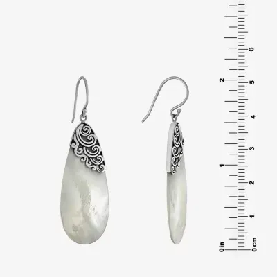 White Mother Of Pearl Sterling Silver Pear Drop Earrings