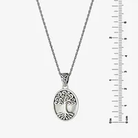 Tree Of Life Womens White Mother Of Pearl Sterling Silver Pendant Necklace