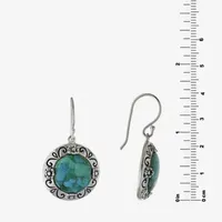 Enhanced Blue Turquoise Sterling Silver Round Drop Earrings