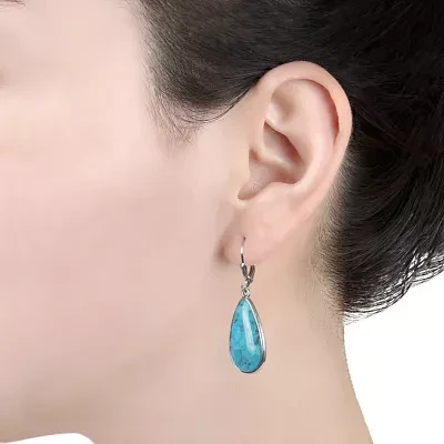 Enhanced Blue Turquoise Sterling Silver Drop Earrings