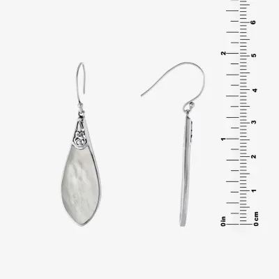 Bali Inspired White Mother Of Pearl Sterling Silver Drop Earrings