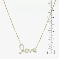 Diamonart "Love" Womens Cubic Zirconia 14K Gold Over Silver Pendant Necklace