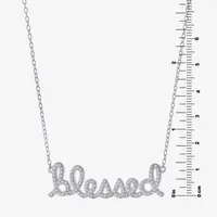 Diamonart "Blessed" Womens Cubic Zirconia Sterling Silver Pendant Necklace