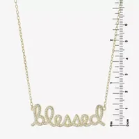 Diamonart "Blessed" Womens Cubic Zirconia 14K Gold Over Silver Pendant Necklace