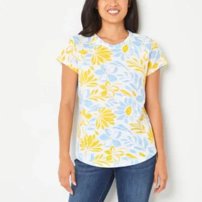 Liz Claiborne Womens Crew Neck Short Sleeve T-Shirt