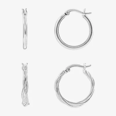 Silver Reflections Womens 2 Pair Earring Set
