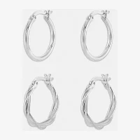 Silver Reflections Womens 2 Pair Earring Set