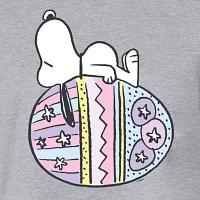 Juniors Easter Egg Cropped Womens Crew Neck Short Sleeve Peanuts Snoopy Graphic T-Shirt