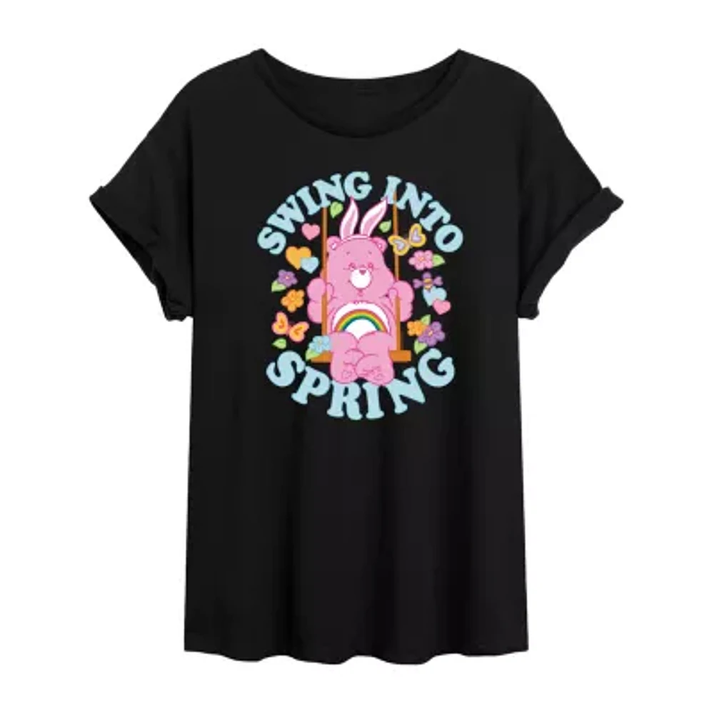 Juniors Swing Into Spring Womens Round Neck Short Sleeve Care Bears Graphic T-Shirt