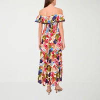 Sam And Jess Womens Short Sleeve Floral Maxi Dress
